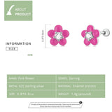 925 Sterling Silver Small Red Rose Stud Earrings for Women