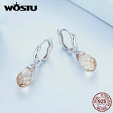 925 Silver Smoky Crytal Drop Dangle Earrings Wedding Party Jewelry Gift