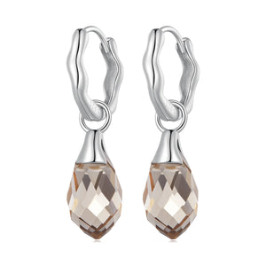 925 Silver Smoky Crytal Drop Dangle Earrings Wedding Party Jewelry Gift