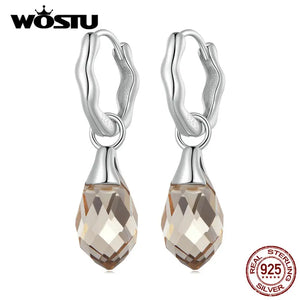 925 Silver Smoky Crytal Drop Dangle Earrings Wedding Party Jewelry Gift