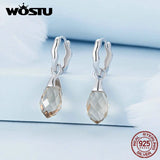 925 Silver Smoky Crytal Drop Dangle Earrings Wedding Party Jewelry Gift
