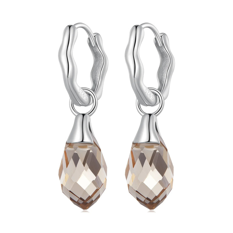 925 Silver Smoky Crytal Drop Dangle Earrings Wedding Party Jewelry Gift