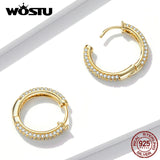 925 Silver Zircon Stud Earrings Sparkling Shining Women Party Jewelry