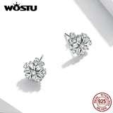 925 Silver Snowflake Zircon Stud Earrings Party Jewelry