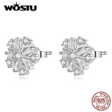 925 Silver Snowflake Zircon Stud Earrings Party Jewelry