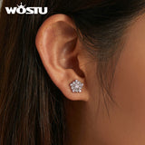 925 Silver Snowflake Zircon Stud Earrings Party Jewelry