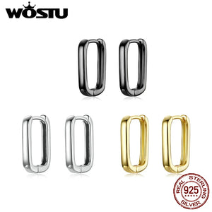 925 Silver U Shape Hoop Earrings Rose Statement Earring Wedding Gift