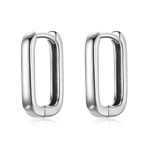 925 Silver U Shape Hoop Earrings Rose Statement Earring Wedding Gift