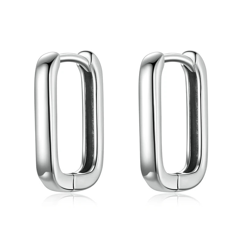 925 Silver U Shape Hoop Earrings Rose Statement Earring Wedding Gift