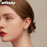 925 Silver U Shape Hoop Earrings Rose Statement Earring Wedding Gift