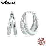 925 Silver Zircon Double Layer Circle Hoop Earrings