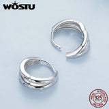 925 Silver Zircon Double Layer Circle Hoop Earrings