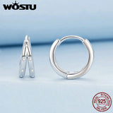 925 Silver Zircon Double Layer Circle Hoop Earrings