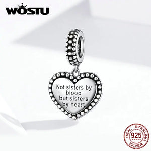 925 Silver Sisterhood Heart Charm for Bracelet Pendant