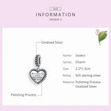 925 Silver Sisterhood Heart Charm for Bracelet Pendant