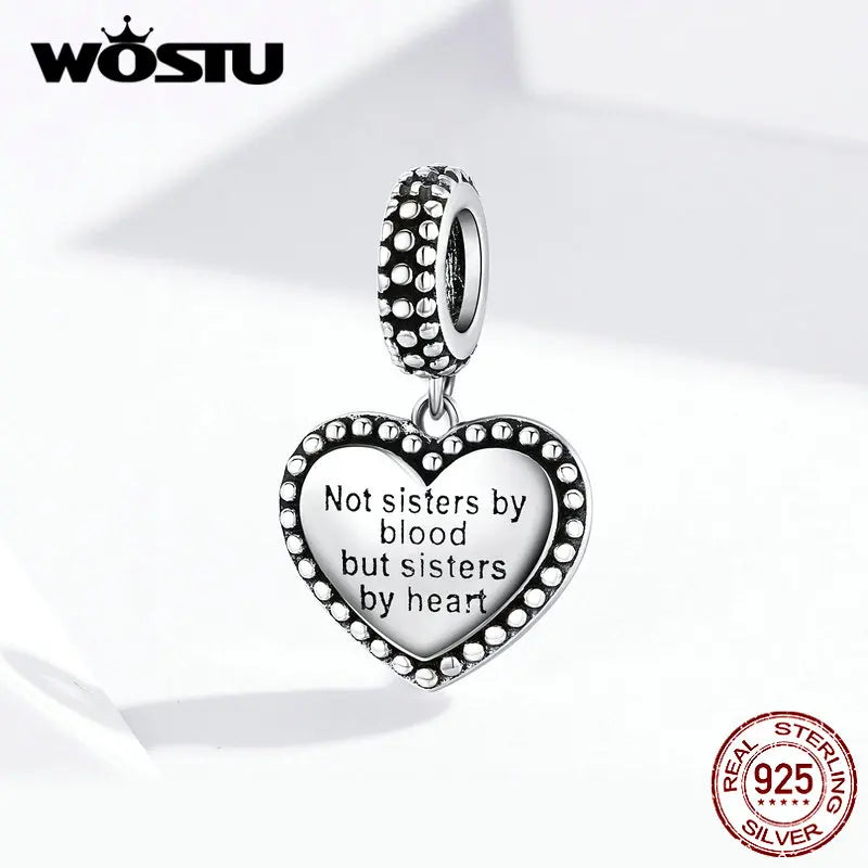 925 Silver Sisterhood Heart Charm for Bracelet Pendant