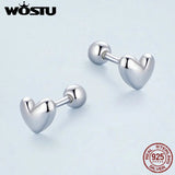 925 Silver Small Heart Stud Earrings Plated Ear Stud Y2K Jewelry FNE886