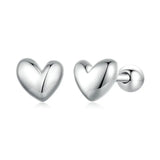 925 Silver Small Heart Stud Earrings Plated Ear Stud Y2K Jewelry FNE886