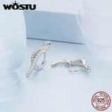 925 Silver Snake Hook Earrings Green Zircon Statement Jewelry