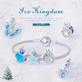 925 Silver Snowflake Butterfly Crystal Crown Beads DIY Bracelet Necklace