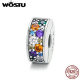 925 Silver Rainbow Zircon Spacer Stopper Bead Charm CQC1609