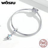 925 Sterling Silver Spaceship Astronaut Bead Charm Bracelet DIY