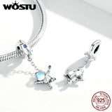 925 Sterling Silver Spaceship Astronaut Bead Charm Bracelet DIY