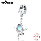 925 Sterling Silver Spaceship Astronaut Bead Charm Bracelet DIY