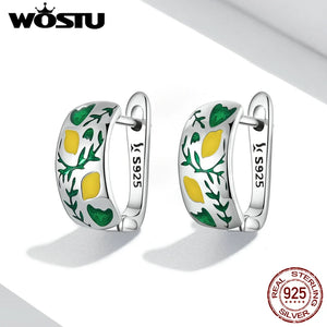 925 Silver Lemon Leaf Stud Earrings For Women