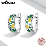 925 Silver Lemon Leaf Stud Earrings For Women