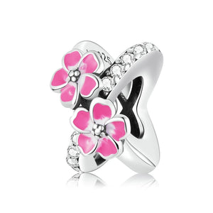 925 Silver Spring Flower Butterfly Spacer Charms Beads Bracelet Necklace 
