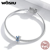 925 Silver Spring Flower Butterfly Spacer Charms Beads Bracelet Necklace 