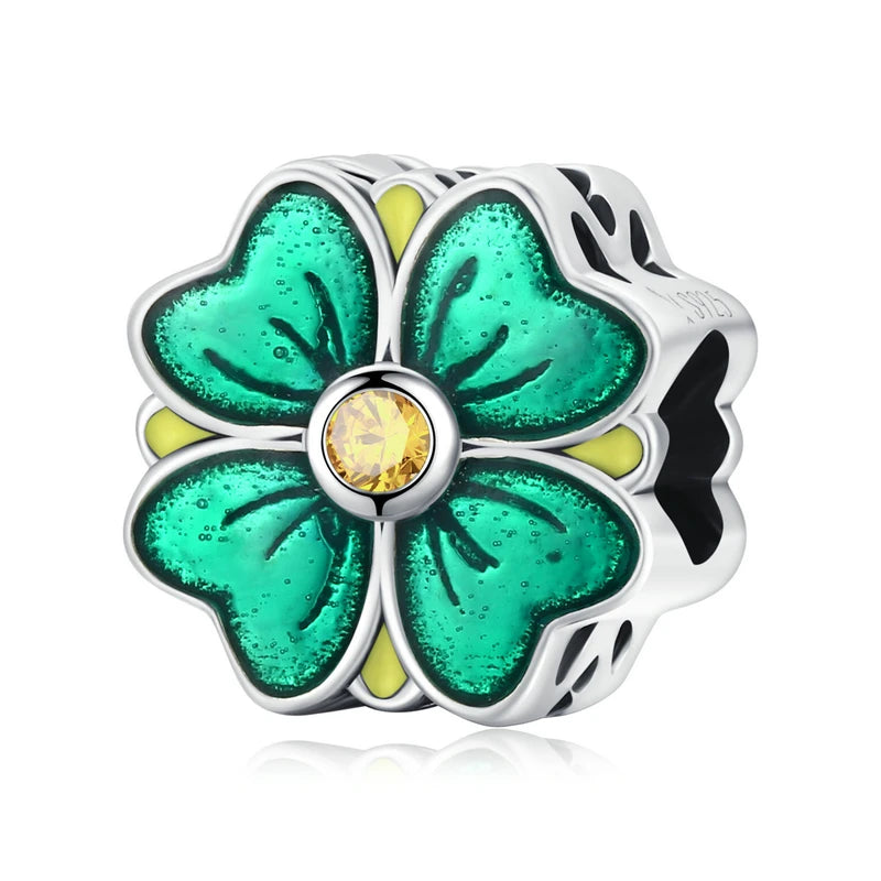 925 Silver Green Cactus Charm Bead for Bracelet Bangle DIY Gift