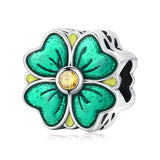 925 Silver Green Cactus Charm Bead for Bracelet Bangle DIY Gift