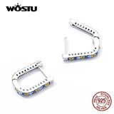 925 Silver Square Yellow Zircon Stud Earrings CTE597