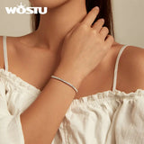 925 Silver CZ Tennis Bracelet Euro Bangle Wrist Jewelry