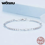 925 Silver CZ Tennis Bracelet Euro Bangle Wrist Jewelry
