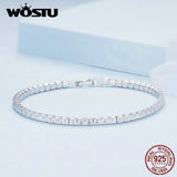 925 Silver CZ Tennis Bracelet Euro Bangle Wrist Jewelry
