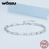 925 Silver CZ Tennis Bracelet Euro Bangle Wrist Jewelry