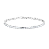 925 Silver CZ Tennis Bracelet Euro Bangle Wrist Jewelry
