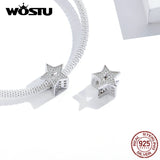925 Silver Star Moon Charms Beads For Women Bracelet Bangle