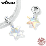 925 Silver Star Moon Charms Beads For Women Bracelet Bangle