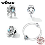 925 Silver Star Moon Charms Beads For Women Bracelet Bangle