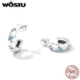 925 Silver Star Moon Demon Eye Stud Earrings Zircon Ear Studs Jewelry Gift