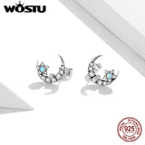925 Silver Star & Moon Stud Earrings Wedding Jewelry