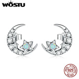 925 Silver Star & Moon Stud Earrings Wedding Jewelry