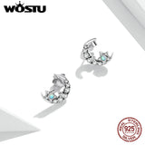 925 Silver Star & Moon Stud Earrings Wedding Jewelry