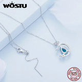 925 Silver Star&Moon Necklace Green Glass Chain Women Fine Jewelry