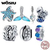 925 Silver Starfish Mermaid Tail Charms Pendant for Bracelets Women Gift