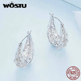 925 Silver Vintage Pattern Hoop Earrings Wedding Dangle Pendientes
